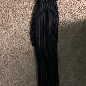 Black and white stretch dress pants